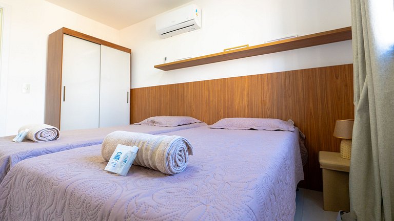 Apto Equipado|Ar Todos os Ambientes|Perto da Praia